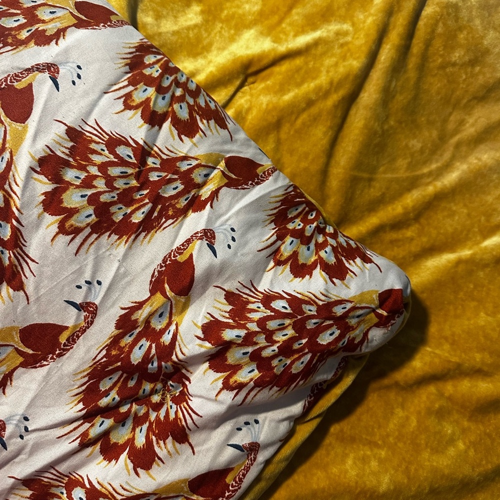 Opalhouse Red and Yellow Peacock Print Cotton Comforter Cover - Picture 3 of 4